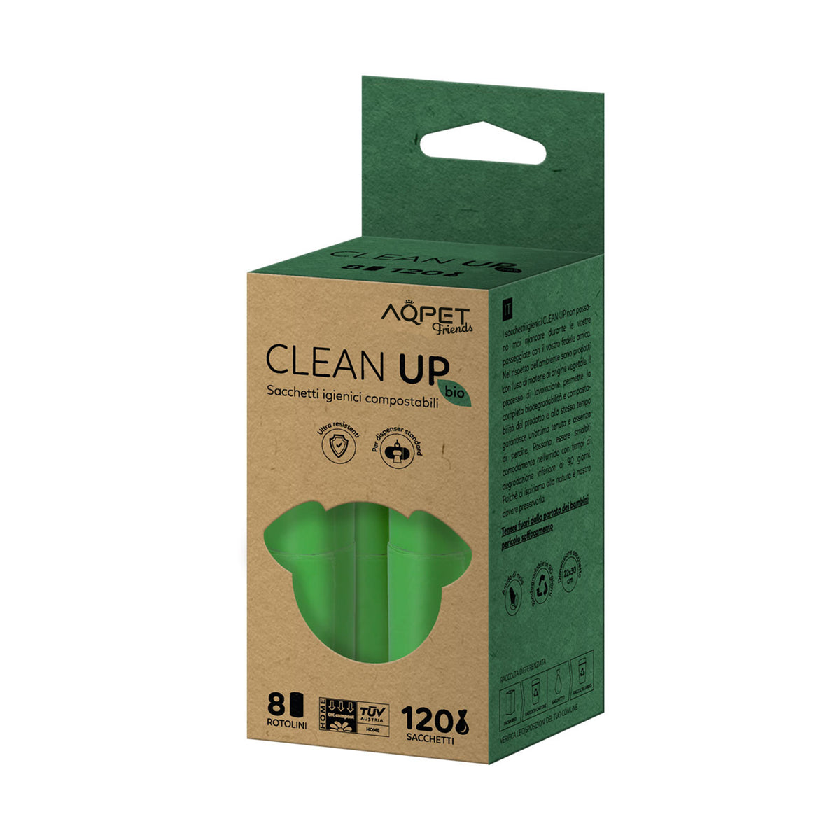 AQPET FRIENDS Clean Up Bio Compostable Hygienic Waste Bags 8X15 - 120 Bags