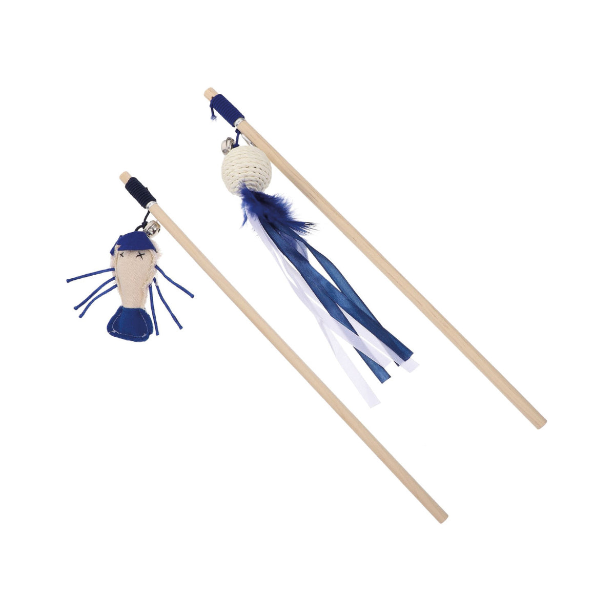AQPET FRIENDS Cat Toy Stick with Blue Toy and Bell - 40 cm Cat Toy