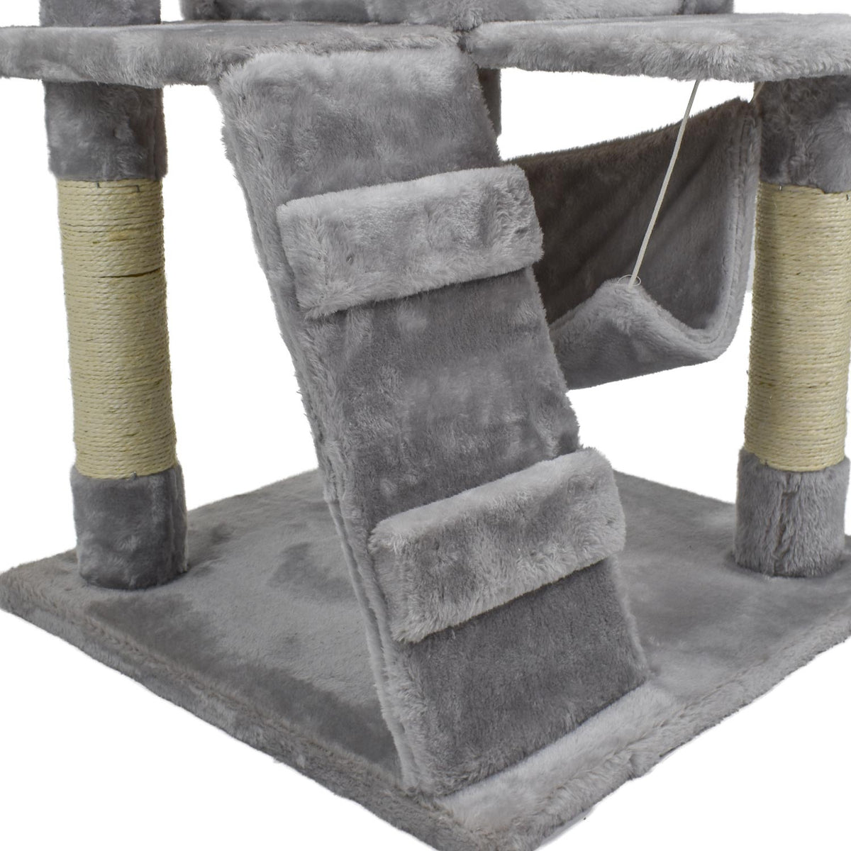 AQPET FRIENDS Cat Scratching Post Berlin 135 cm with Cat Cave Cat Tree Play Park Scratching Toy for Cat Grey Color