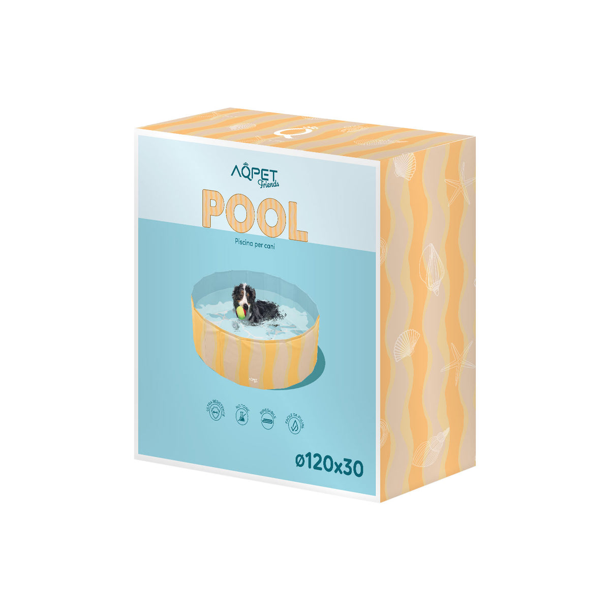 AQPET FRIENDS Pool Piscina Cane Fantasia Sea Per Cani Pieghevole Antigraffio Outdoor Giardino