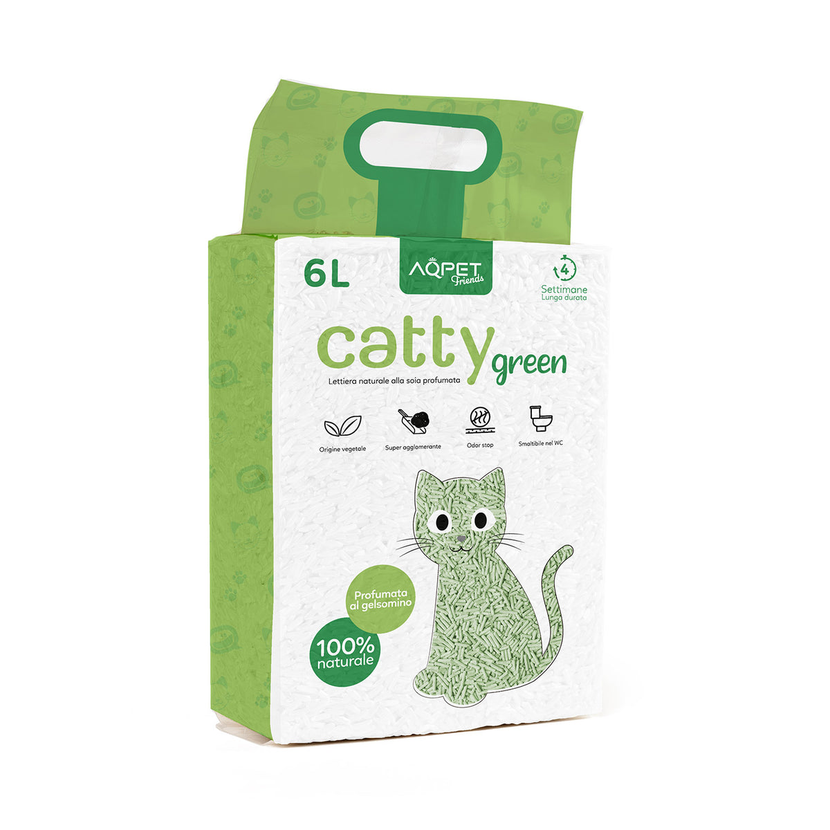 AQPET FRIENDS Catty Green Jasmine Scented Soy Litter 6L For Cats Super Absorbent Odor Control Cat Hygiene