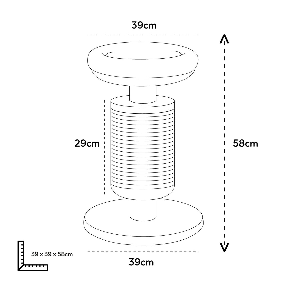 AQPET FRIENDS Tiragraffi in Sisal e tessuto con piattaforma, Alto 58 cm per il massimo divertimento del tuo gatto, Colore Grigio