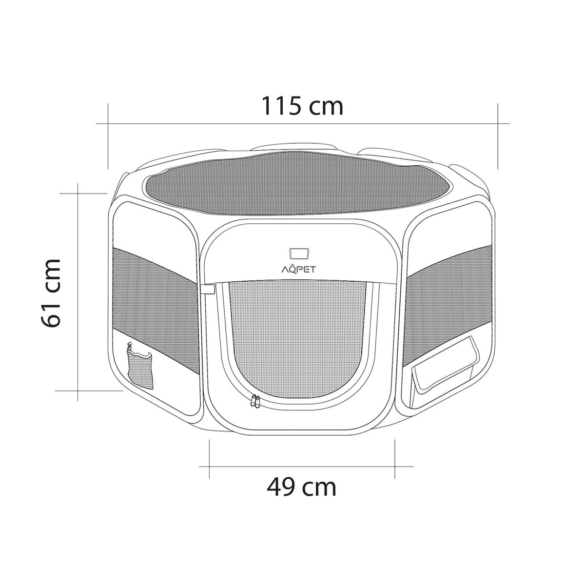 AQPET FRIENDS Pet Playpen for Dogs and Cats, Puppies, Foldable, Waterproof Fabric, 115x60 cm