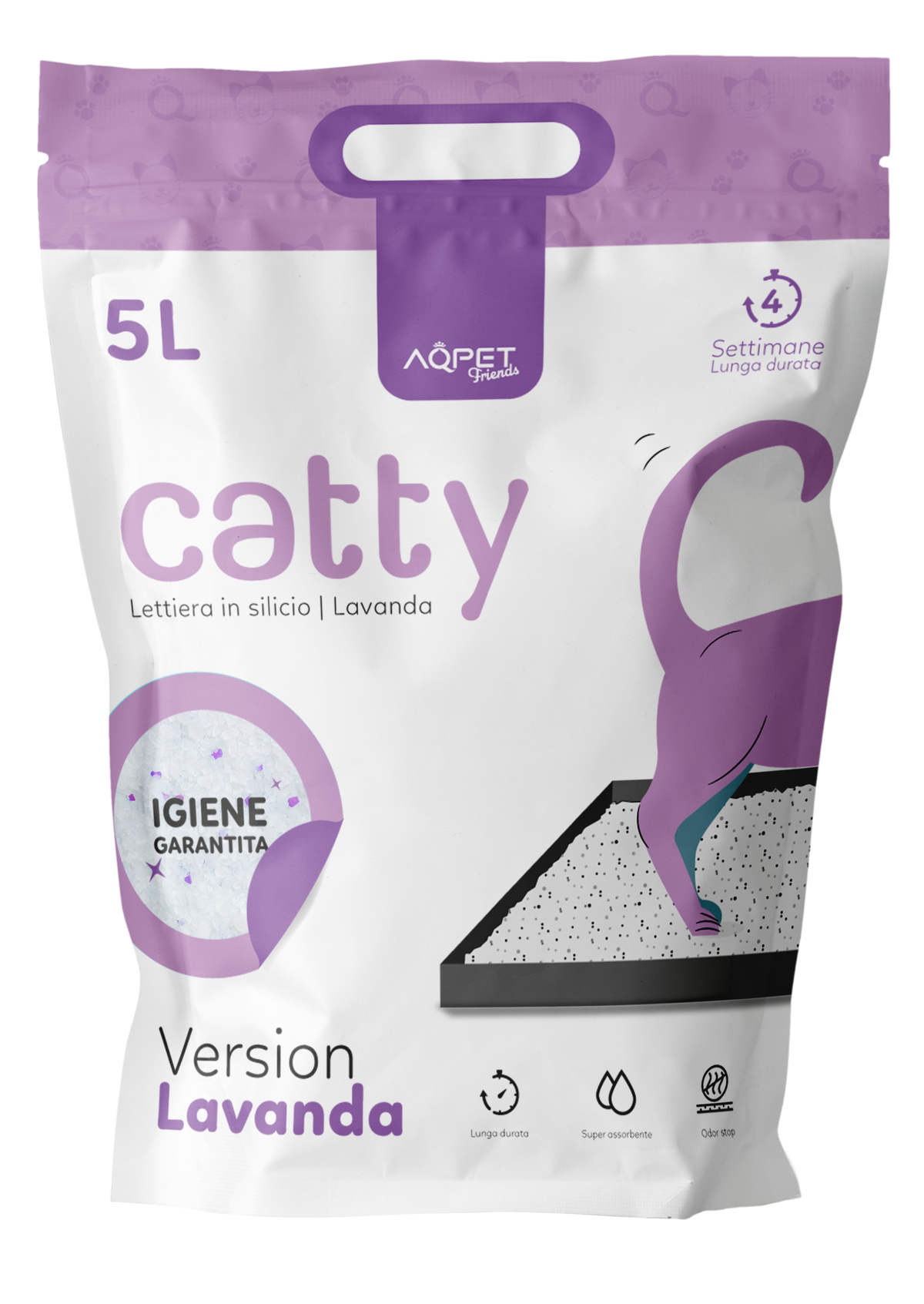 AQPET FRIENDS Lettiera In Silicio Catty Profumazione Lavanda Per Gatti Super Assorbente Antiodore Igiene Gatto