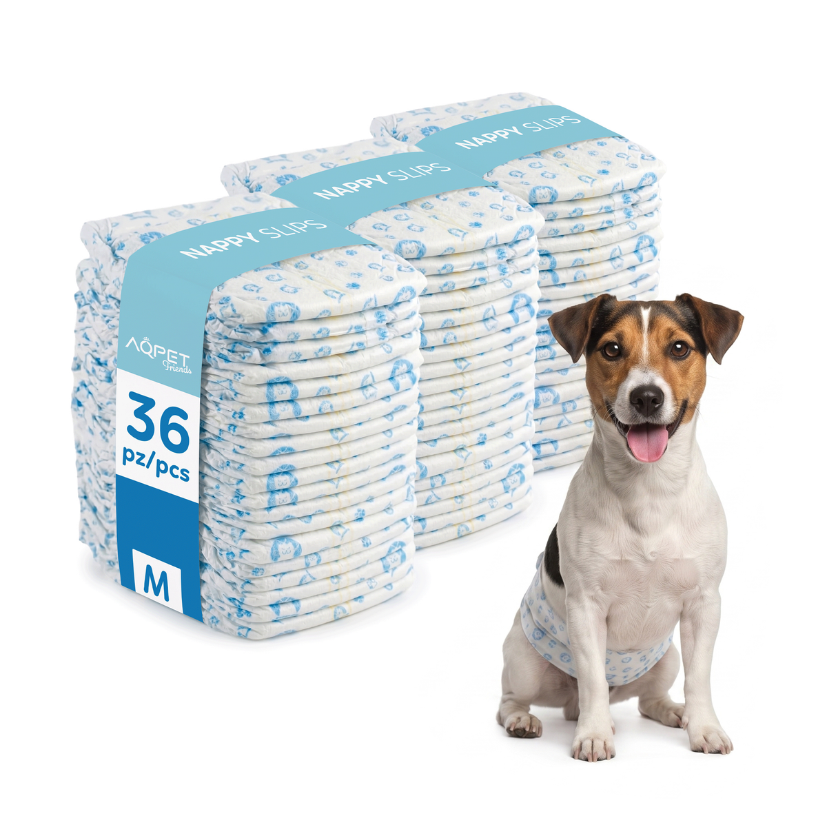 AQPET FRIENDS Nappy Slips Pannolini A Fascia Per Cani Maschi 36 Pezzi Assorbenti Igiene Quotidiana