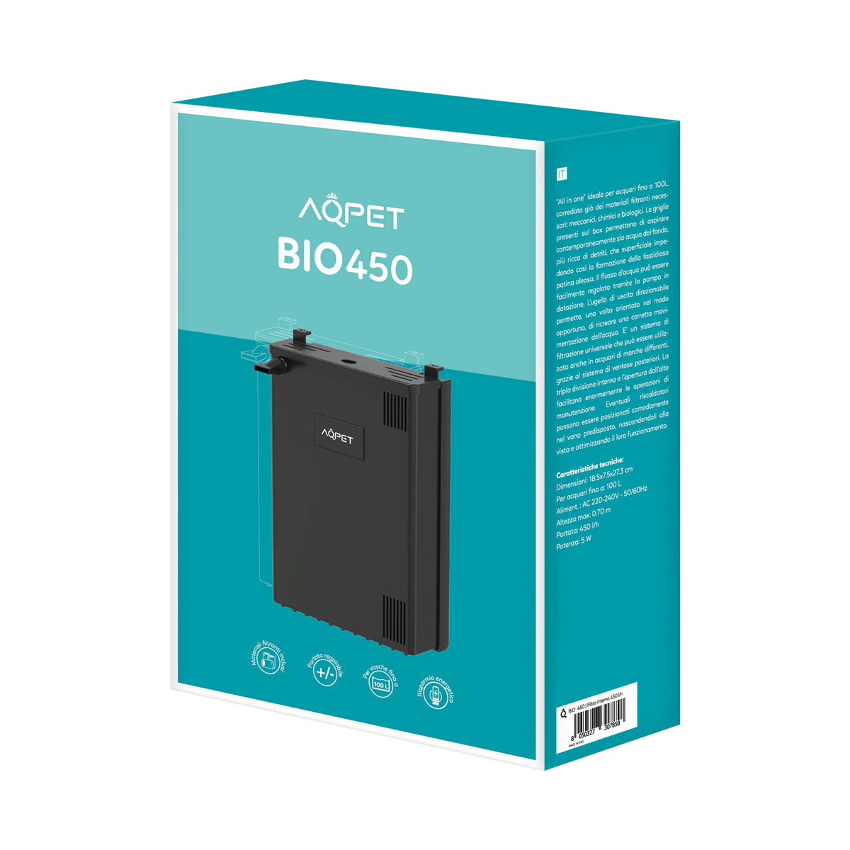 AQPET BIO 450 LT/H FILTRO INTERNO COMPLETO UNIVERSALE- 100 LT