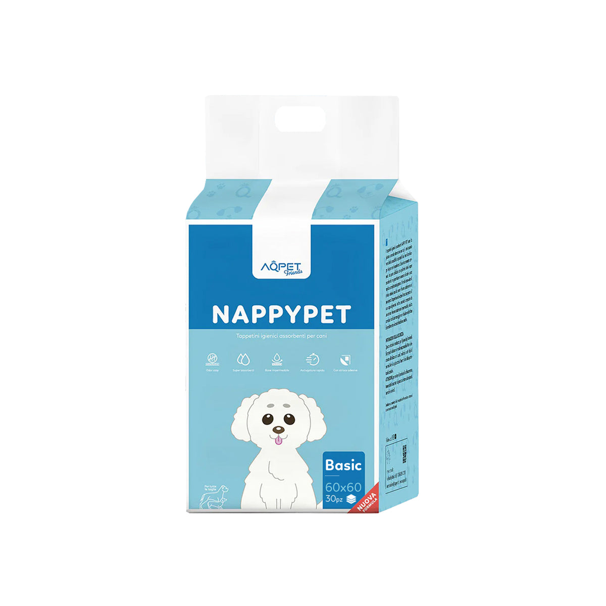 AQPET FRIENDS Tappetini Igienici Basic Misura 30 Pz Per Cani Ultra Assorbenti Antiodore Impermeabili Addestramento Cuccioli Igiene Casa Igiene Quotidiana
