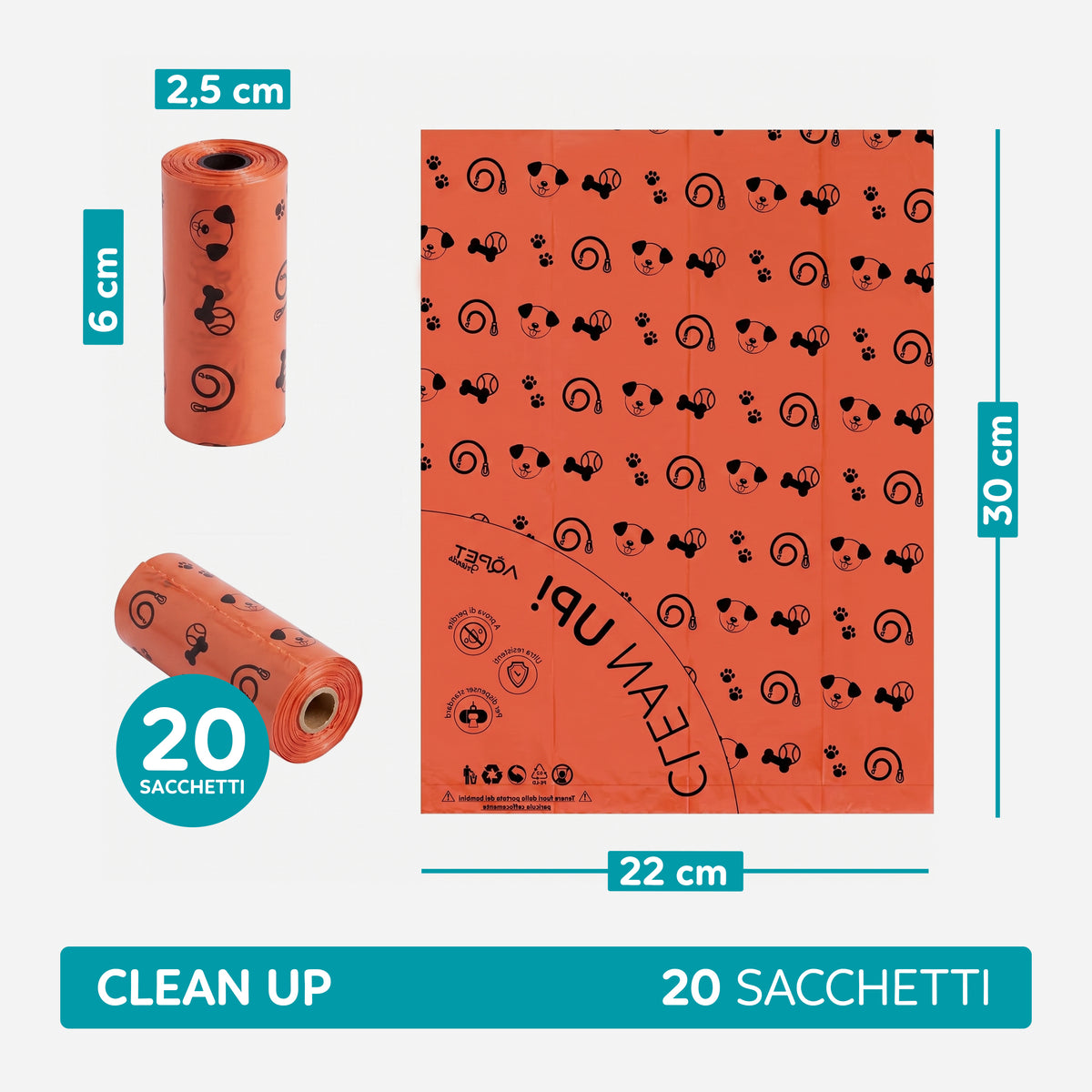 AQPET FRIENDS Double-Strength Hygienic Dog Waste Bags - Large 22x30 cm - Economy Pack of 1000 Bags