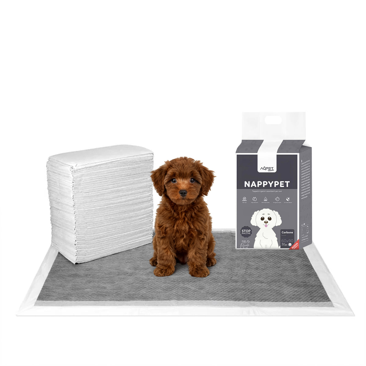 AQPET FRIENDS Tappetini Igienici Al Carbone Misura 30 Pz Per Cani Ultra Assorbenti Antiodore Impermeabili Addestramento Cuccioli Igiene Casa Al Carbone Attivo Igiene Quotidiana