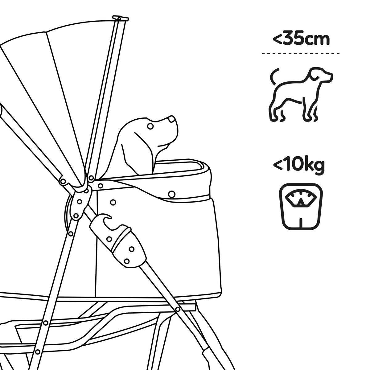AQPET FRIENDS Passeggino Comodo E Pratico Per Cani Taglia Media / Piccola Per Cani E Gatti Viaggio Sicuro