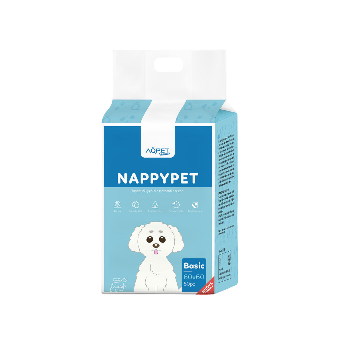 AQPET FRIENDS Tappetini Igienici Basic Misura 50 Pz Per Cani Ultra Assorbenti Antiodore Impermeabili Addestramento Cuccioli Igiene Casa Igiene Quotidiana