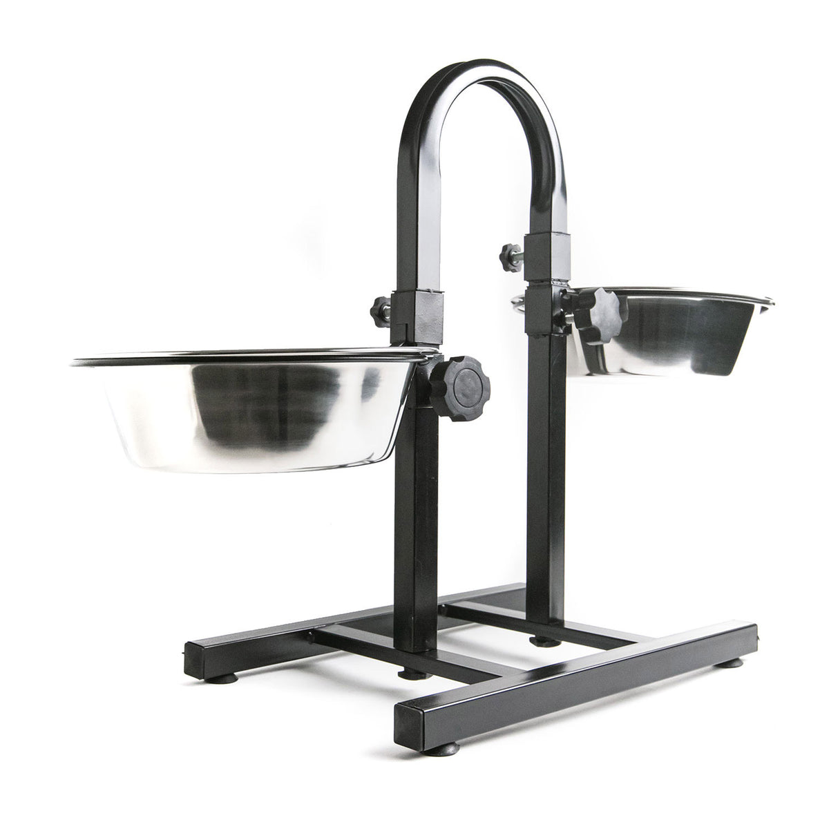 AQPET FRIENDS Gnammy Supporto U With 2 Raised Stainless Steel Bowls Adjustable Height For dogs cats Small animals 2x2500 ml. 25 Cm