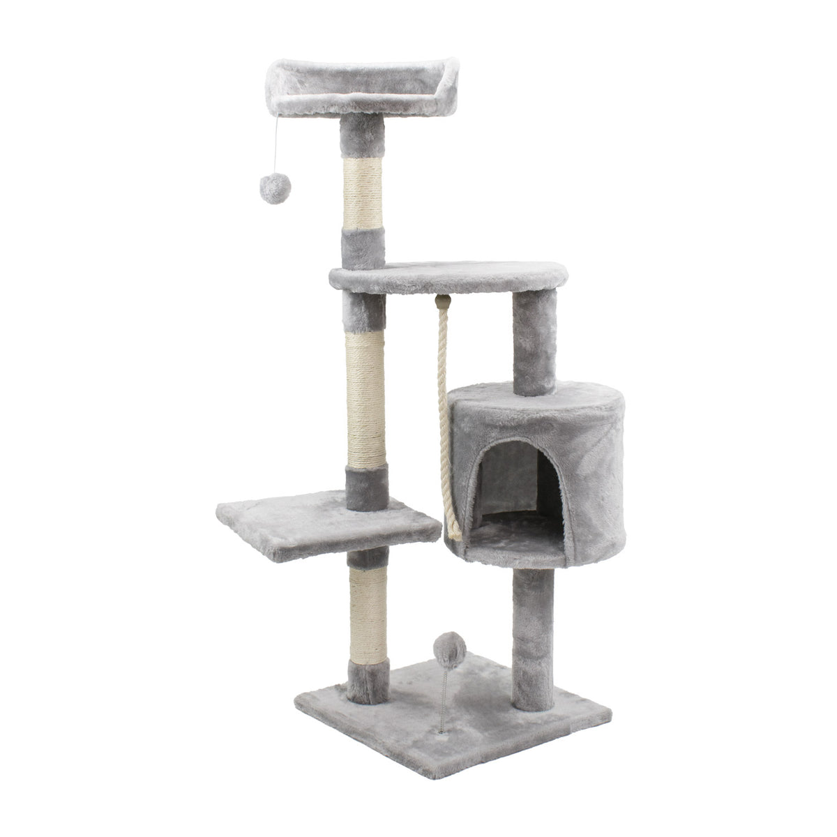 AQPET FRIENDS Amsterdam 112 cm Cat Scratcher with Cat Bed, Tree, Playground, Game, Scratch Post for Cat, Grey