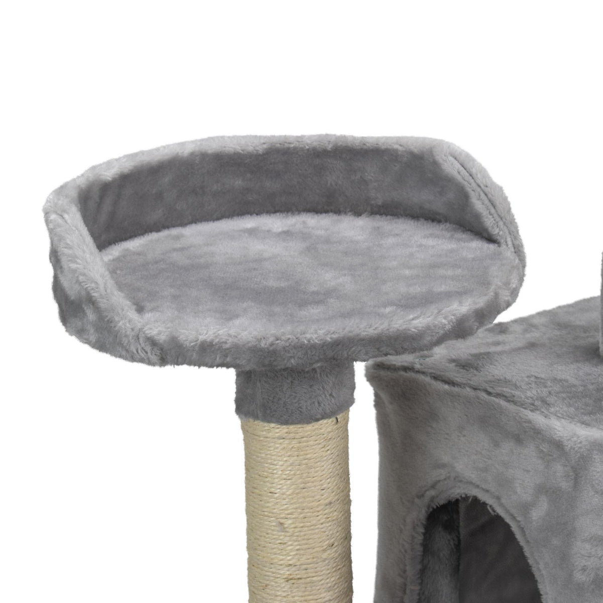 AQPET FRIENDS Cat Scratching Post Berlin 135 cm with Cat Cave Cat Tree Play Park Scratching Toy for Cat Grey Color