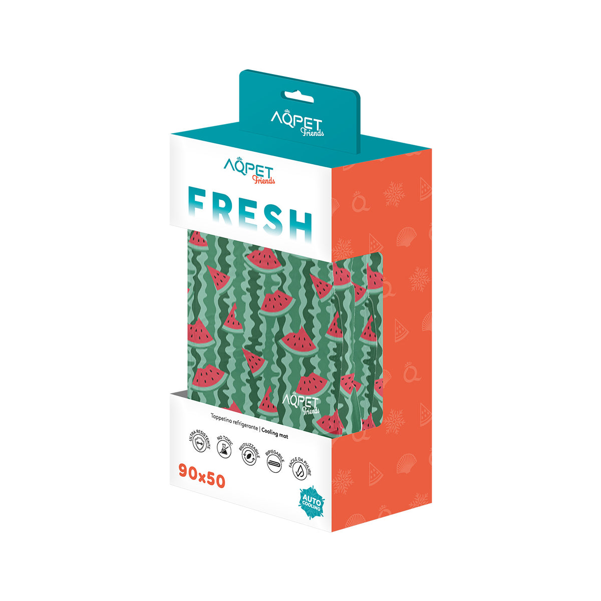 AQPET FRIENDS Tappetino Refrigerante Rinfrescante per Cane Gatto Animali, Gel non Tossico, Fantasia Fruit