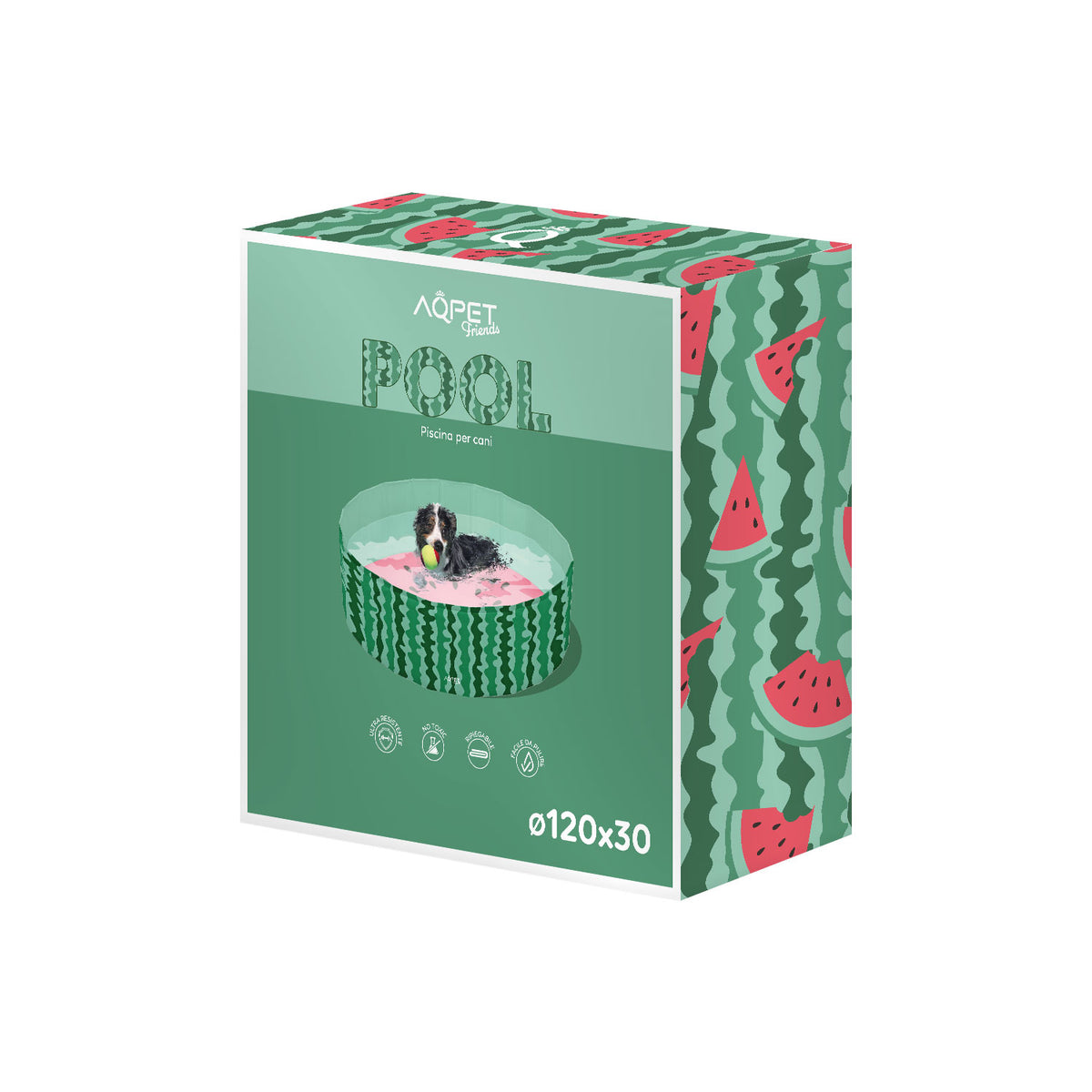 AQPET FRIENDS Pool Piscina Cane Fantasia Fruit Per Cani Pieghevole Antigraffio Outdoor Giardino