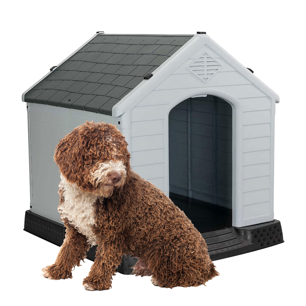 AQPET FRIENDS Chalet Cuccia In Plastica Impermeabile Per Cani E Gatti Comfort e Relax, Per Interno ed Esterno