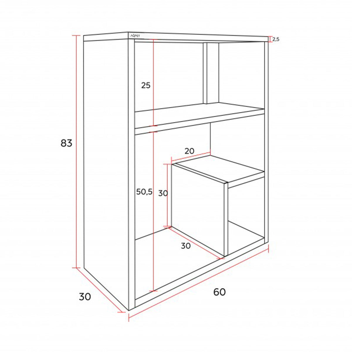 AQPET SUPPORTO CABINET DESIGN 60 COLORE BIANCO WOOD