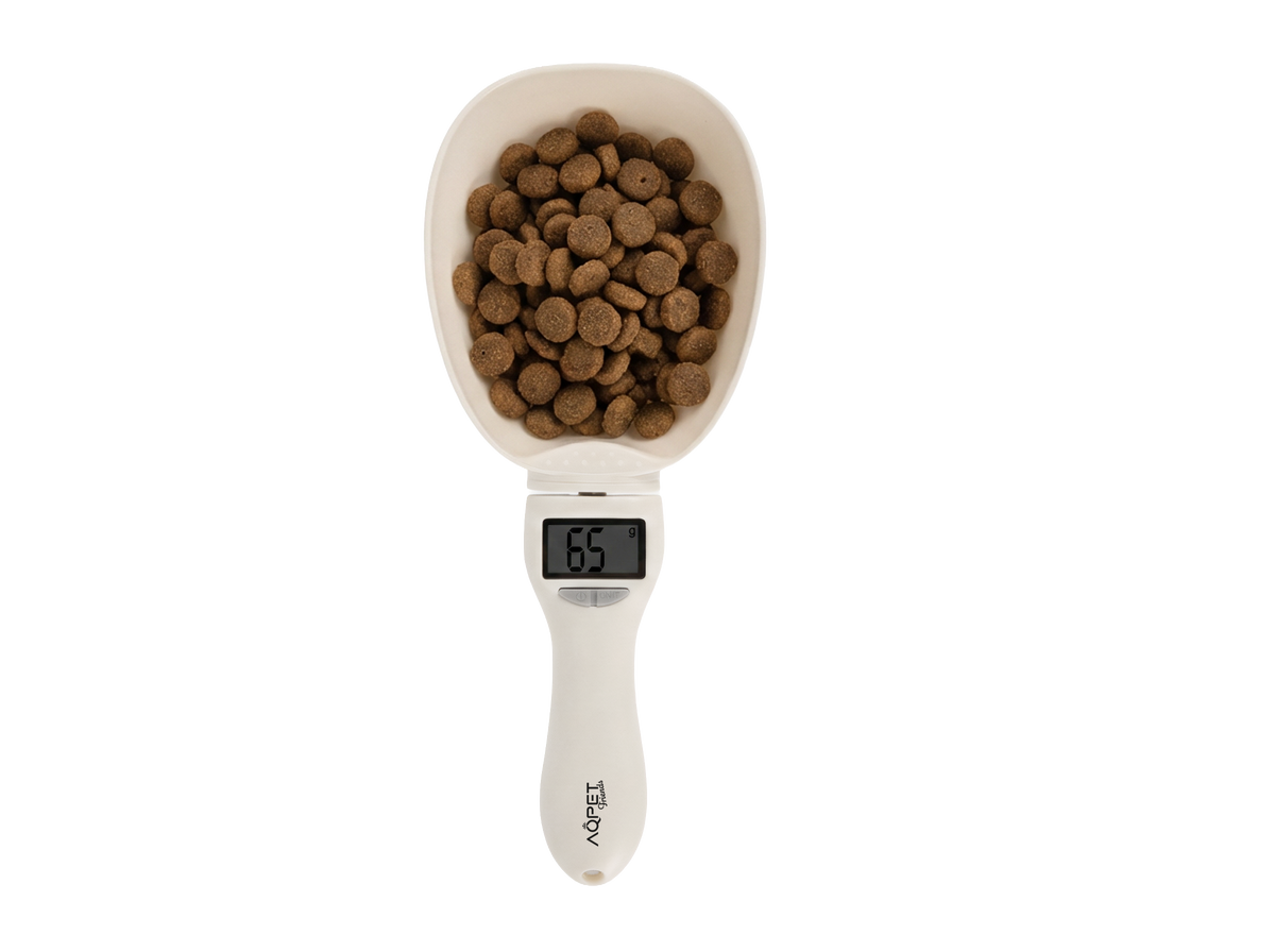 AQPET FRIENDS Digital Food Scale for Dogs with Easy-to-Read LCD Display, Precision Measuring Spoon for Food and Kibble, weighs up to 800gr.