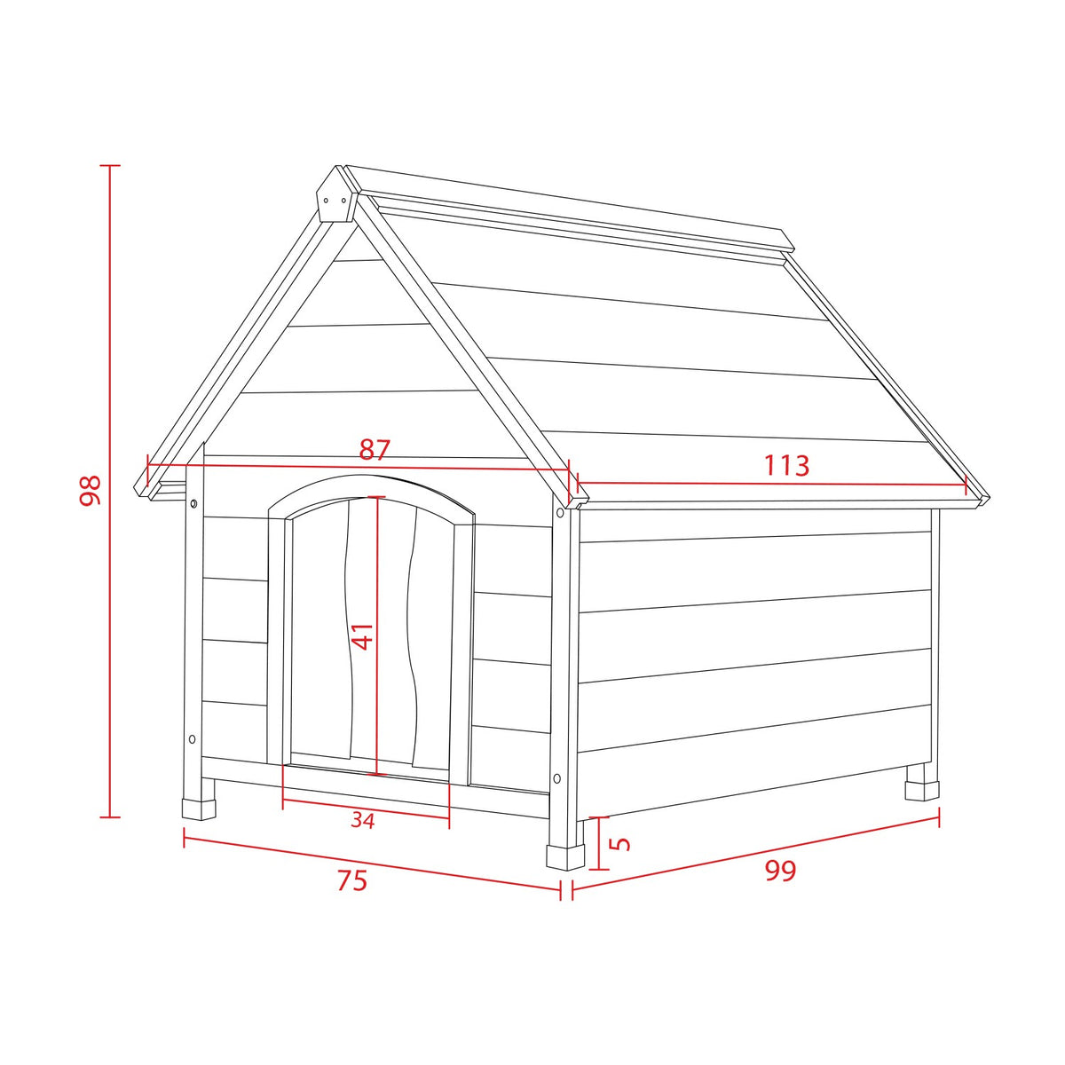 AQPET FRIENDS Suite Cuccia In Legno Con Tetto Spiovente Completa Di Tenda Termica Per Cani E Gatti